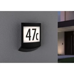 LED-numerovalaisin liike- ja hämärätunnistimella Paulmann Padea, IP44, 3000K, korroosionkestävä, antrasiitti