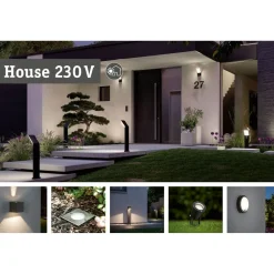 LED-numerovalaisin liike- ja hämärätunnistimella Paulmann Padea, IP44, 3000K, korroosionkestävä, antrasiitti