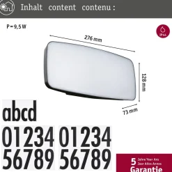 LED-numerovalaisin liike- ja hämärätunnistimella Paulmann Sheera, IP44, 27.6x7.3cm, 3000, antrasiitti