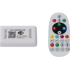 LED-ohjain/kaukosäädin Euroshrink, RGB-monivärisäätö, Wifi, 12/24V, max 288W