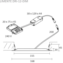 LED-paneeli Limente DRI-12 Lux Ø 168x20 mm 12W IP44 upotettava valkoinen