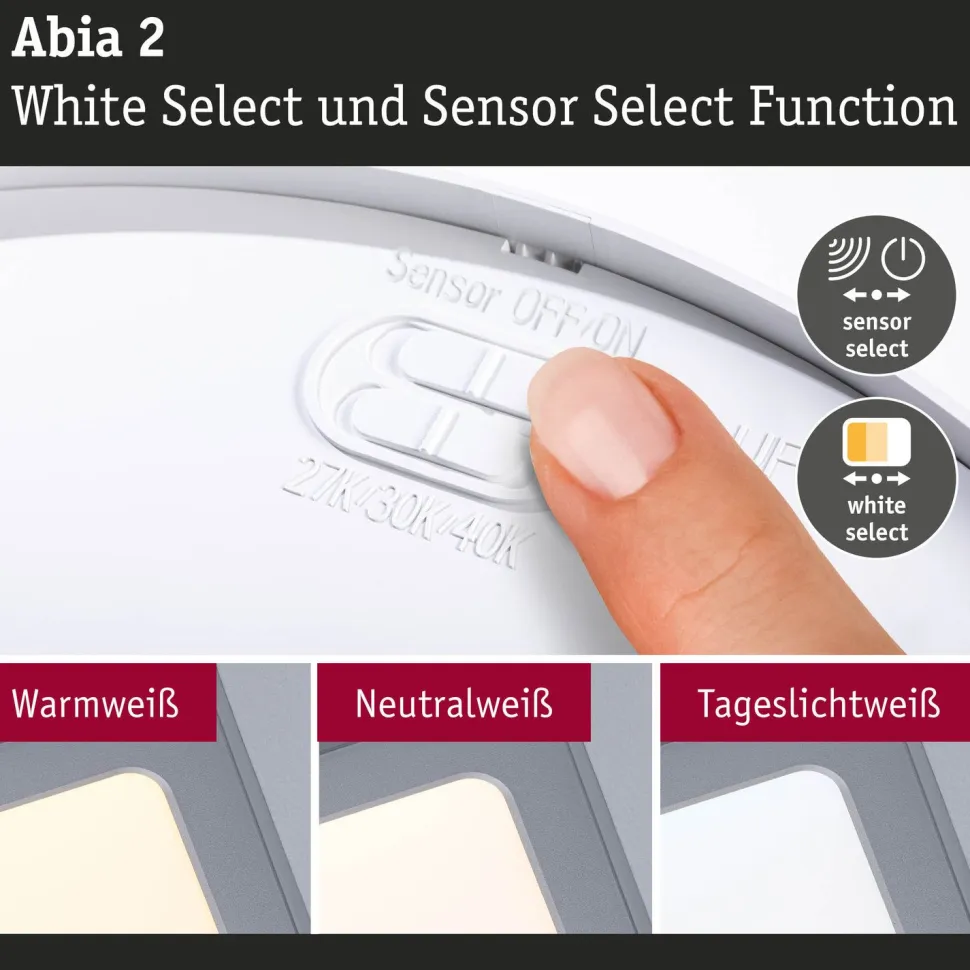 LED-paneeli Paulmann Abia 2 White Select hämäräohjatulla liiketunnistimella (HF) 170x170mm 9.5W 1100lm 2700-4000K, musta