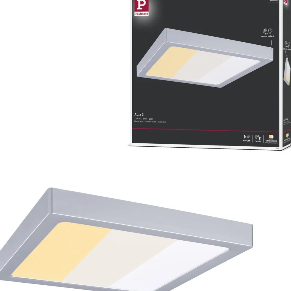 LED-paneeli Paulmann Abia 2 White Select hämäräohjatulla liiketunnistimella (HF) 170x170mm 9.5W 1100lm 2700-4000K, musta