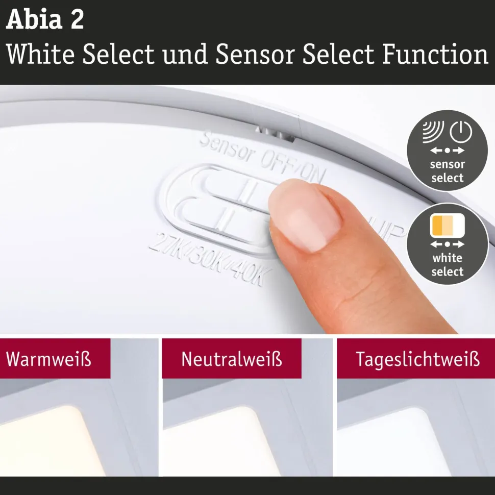 LED-paneeli Paulmann Abia 2 White Select hämäräohjatulla liiketunnistimella (HF) 170x170mm 9.5W 1100lm 2700-4000K, musta