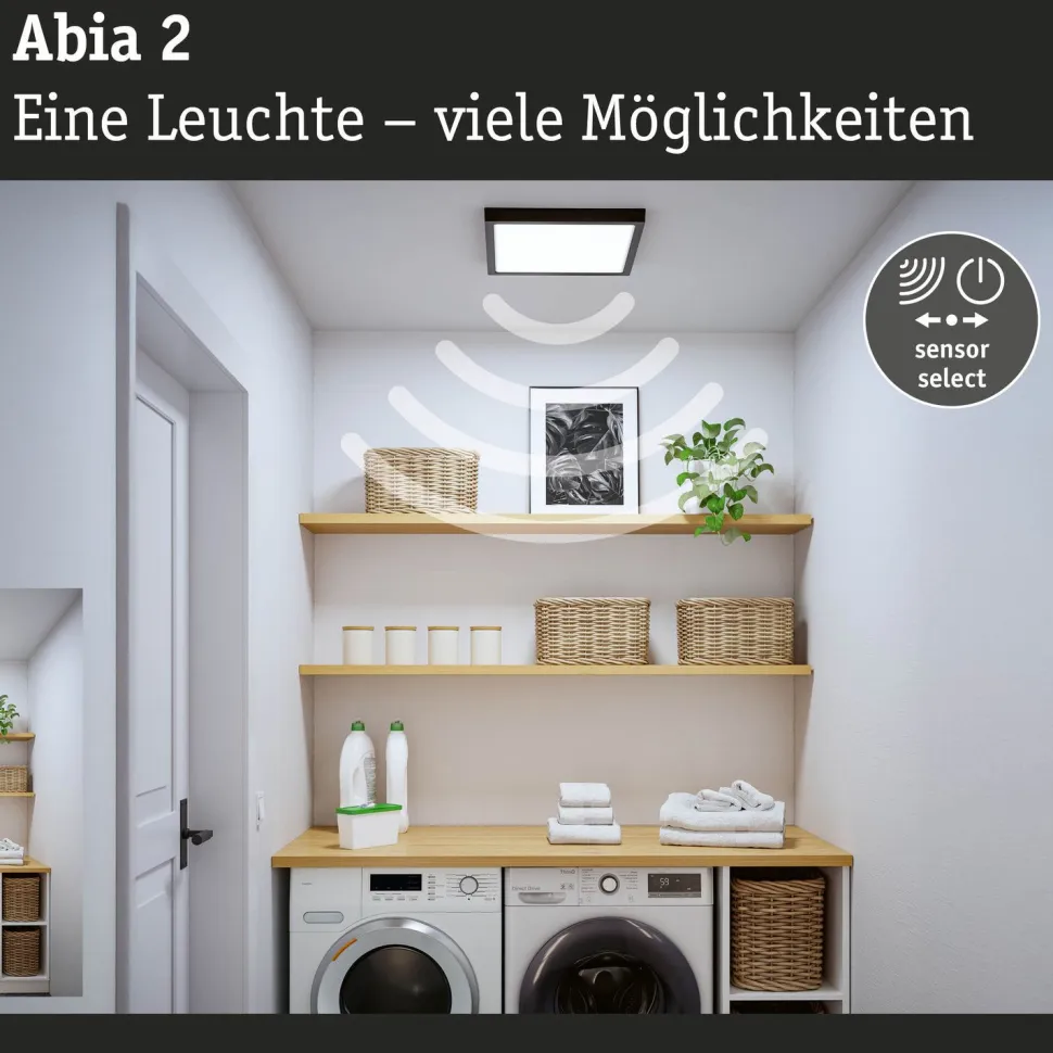 LED-paneeli Paulmann Abia 2 White Select hämäräohjatulla liiketunnistimella (HF) 170x170mm 9.5W 1100lm 2700-4000K, musta