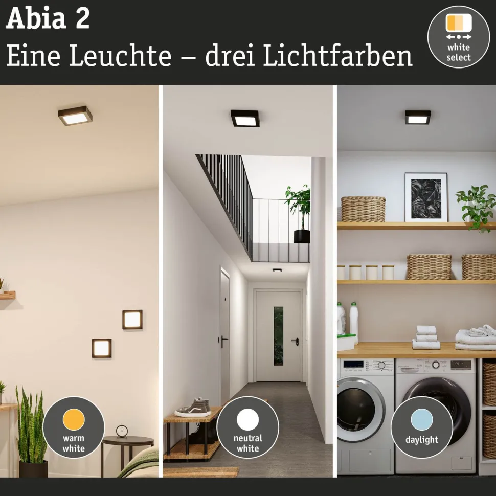 LED-paneeli Paulmann Abia 2 White Select hämäräohjatulla liiketunnistimella (HF) 170x170mm 9.5W 1100lm 2700-4000K, musta