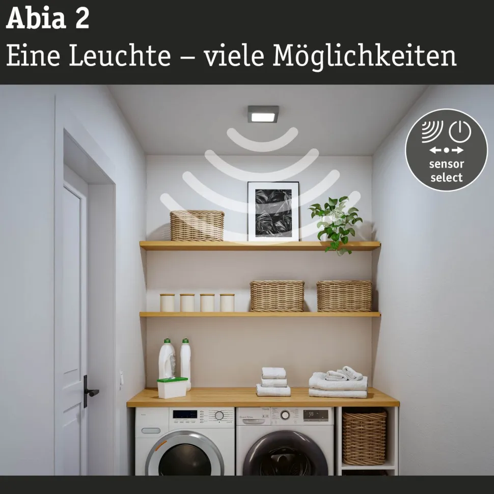 LED-paneeli Paulmann Abia 2 White Select hämäräohjatulla liiketunnistimella (HF) 170x170mm 9.5W 1100lm 2700-4000K, musta