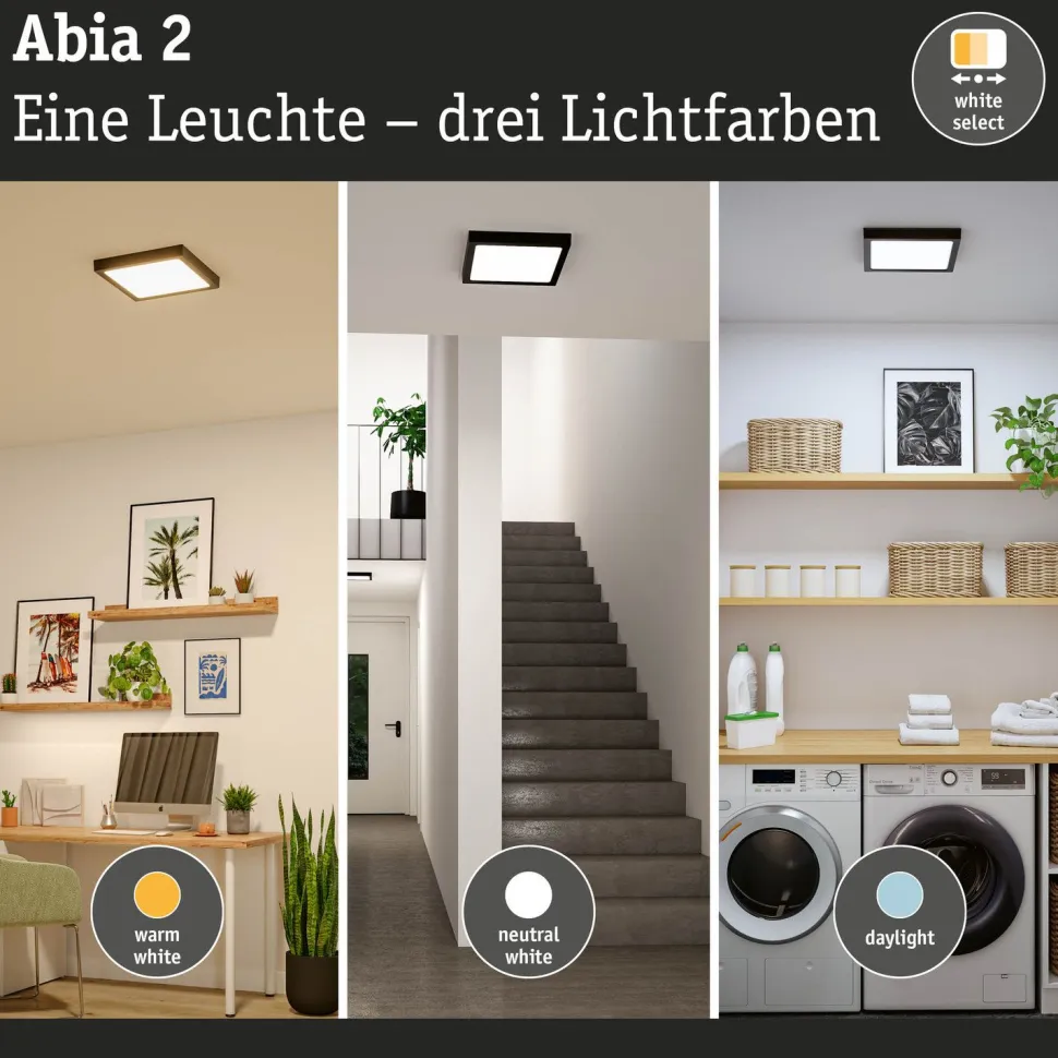 LED-paneeli Paulmann Abia 2 White Select hämäräohjatulla liiketunnistimella (HF) 170x170mm 9.5W 1100lm 2700-4000K, musta