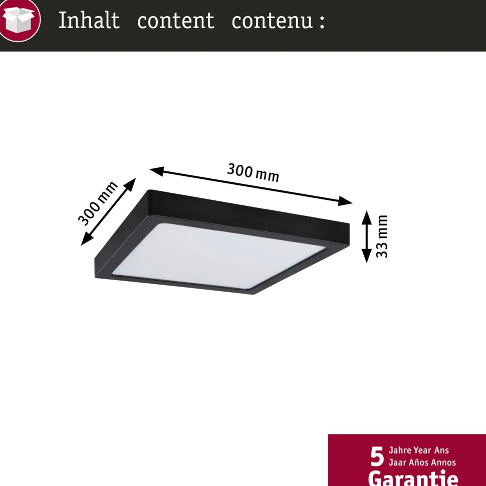 LED-paneeli Paulmann Abia 2 White Select hämäräohjatulla liiketunnistimella (HF) 170x170mm 9.5W 1100lm 2700-4000K, musta