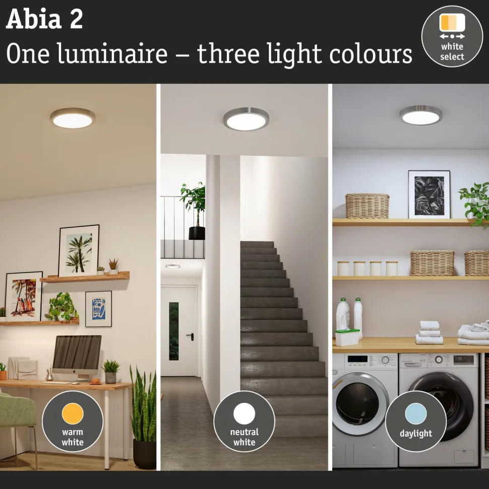 LED-paneeli Paulmann Abia 2 White Select hämäräohjatulla liiketunnistimella (HF) Ø300mm 14W 1000lm 2700-4000K, valkoinen