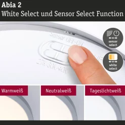 LED-paneeli Paulmann Abia 2 White Select hämäräohjatulla liiketunnistimella (HF) Ø170mm 9.5W 1100lm 2700-4000K, mattakromi