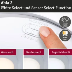 LED-paneeli Paulmann Abia 2 White Select hämäräohjatulla liiketunnistimella (HF) Ø170mm 9.5W 1100lm 2700-4000K, mattakromi