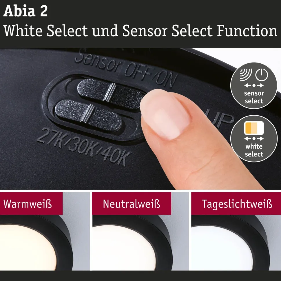LED-paneeli Paulmann Abia 2 White Select hämäräohjatulla liiketunnistimella (HF) Ø170mm 9.5W 1100lm 2700-4000K, mattakromi