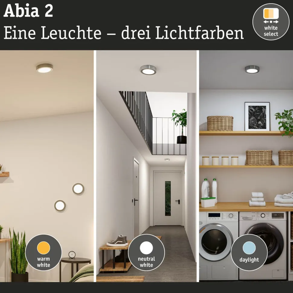 LED-paneeli Paulmann Abia 2 White Select hämäräohjatulla liiketunnistimella (HF) Ø170mm 9.5W 1100lm 2700-4000K, mattakromi