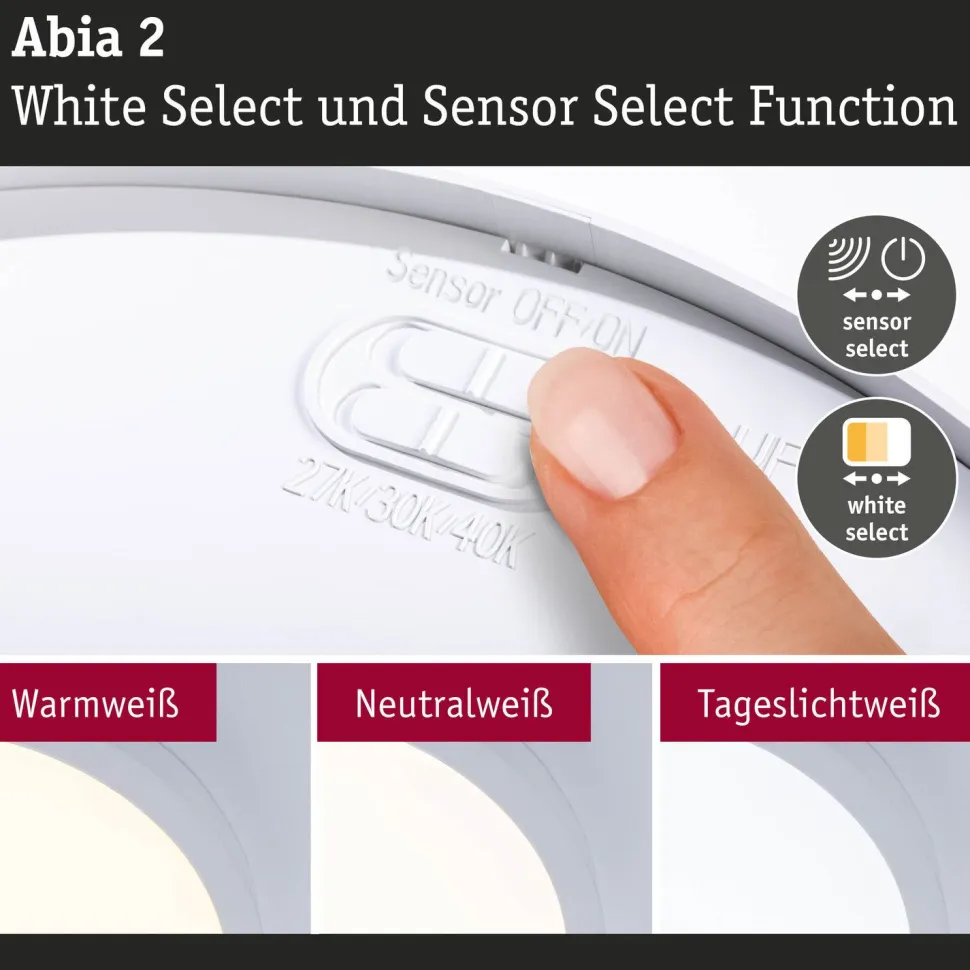 LED-paneeli Paulmann Abia 2 White Select hämäräohjatulla liiketunnistimella (HF) Ø170mm 9.5W 1100lm 2700-4000K, mattakromi