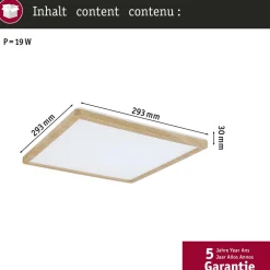 LED-paneeli Paulmann Atria Shine Backlight, IP44, 29.3x29.3cm, 16W, 4000K, puunruskea