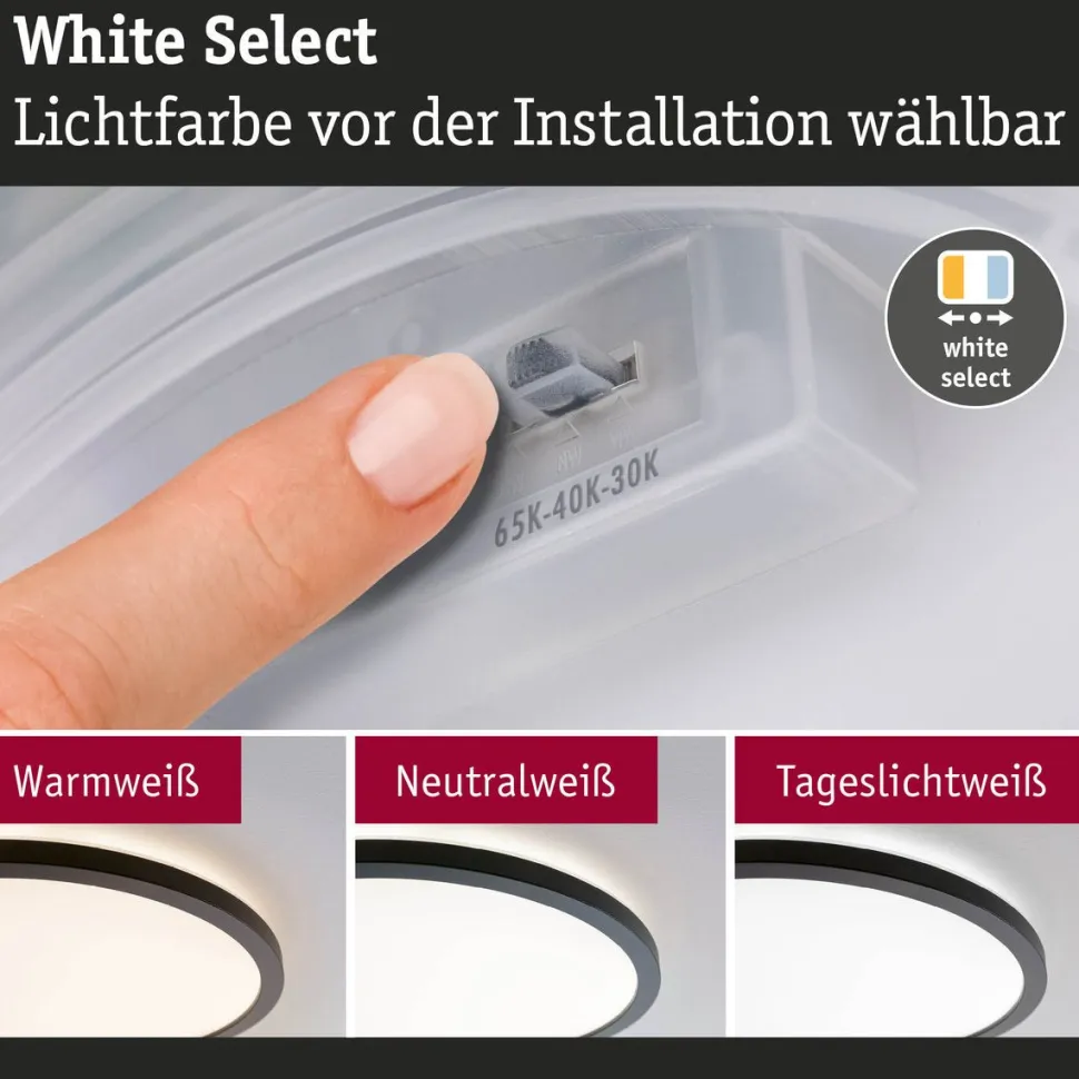 LED-paneeli Paulmann Atria Shine, pyöreä, Ø190mm, IP44, 7.6W, 1100lm, 3000-6500K, puukuvio