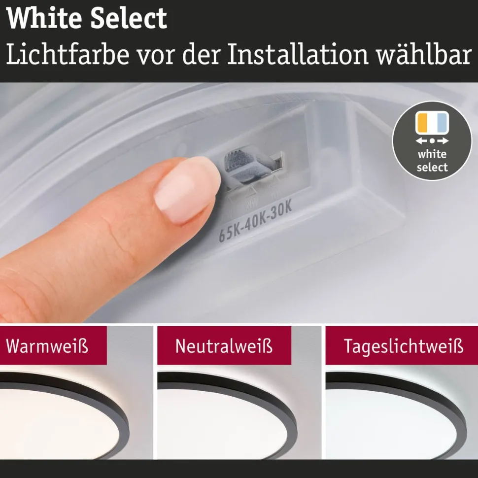 LED-paneeli Paulmann Atria Shine, pyöreä, Ø190mm, IP44, 7.6W, 1100lm, 3000-6500K, puukuvio