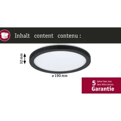 LED-paneeli Paulmann Atria Shine, pyöreä, Ø190mm, IP44, 7.6W, 1100lm, 3000-6500K, puukuvio