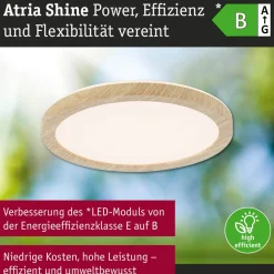 LED-paneeli Paulmann Atria Shine, pyöreä, Ø190mm, IP44, 7.6W, 1100lm, 3000-6500K, puukuvio