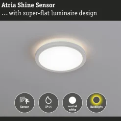 LED-paneeli Paulmann Atria Shine Backlight Ø190mm liiketunnistin 11.2W IP44 850lm 4000K valkoinen