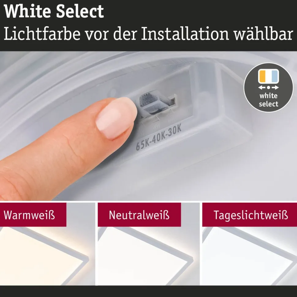 LED-paneeli Paulmann Atria Shine, kulmikas, 190x190mm, IP44, 8W, 1160lm, 3000-6500K, valkoinen
