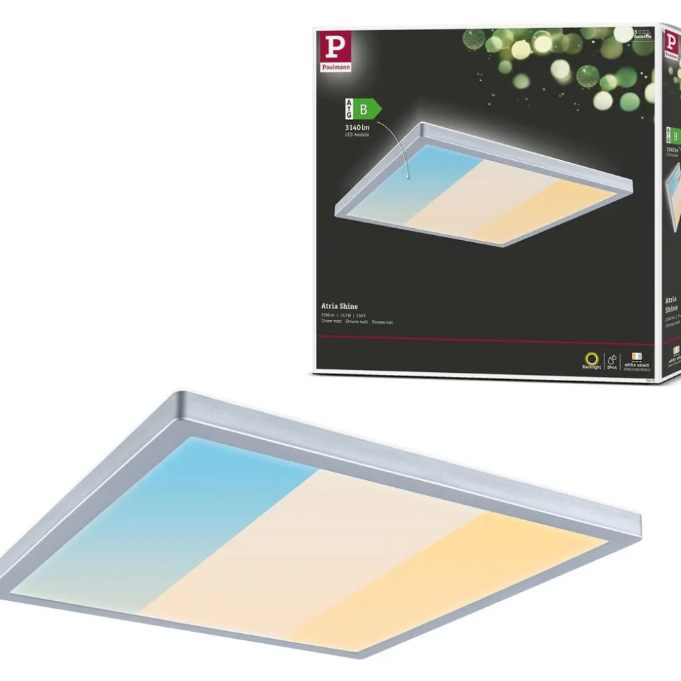 LED-paneeli Paulmann Atria Shine, kulmikas, 190x190mm, IP44, 8W, 1160lm, 3000-6500K, valkoinen