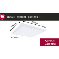 LED-paneeli Paulmann Atria Shine, kulmikas, 190x190mm, IP44, 8W, 1160lm, 3000-6500K, valkoinen