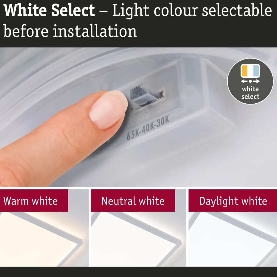 LED-paneeli Paulmann Atria Shine, kulmikas, 190x190mm, IP44, 8W, 1160lm, 3000-6500K, valkoinen