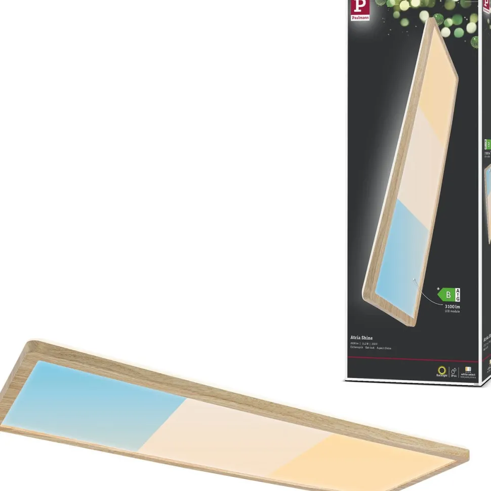 LED-paneeli Paulmann Atria Shine, kulmikas, 190x190mm, IP44, 8W, 1160lm, 3000-6500K, valkoinen