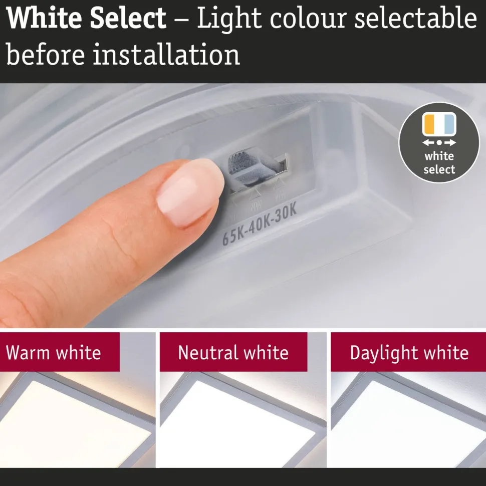 LED-paneeli Paulmann Atria Shine, kulmikas, 190x190mm, IP44, 8W, 1160lm, 3000-6500K, valkoinen