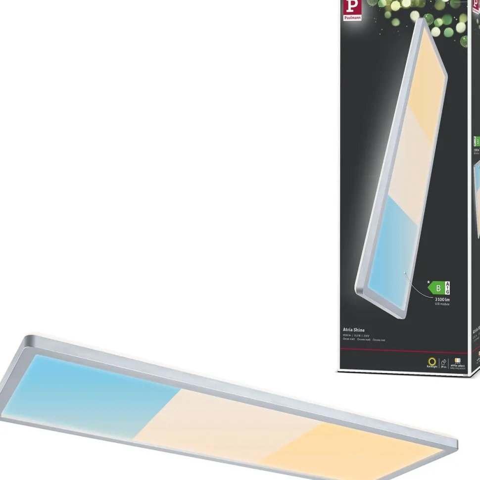 LED-paneeli Paulmann Atria Shine, kulmikas, 190x190mm, IP44, 8W, 1160lm, 3000-6500K, valkoinen