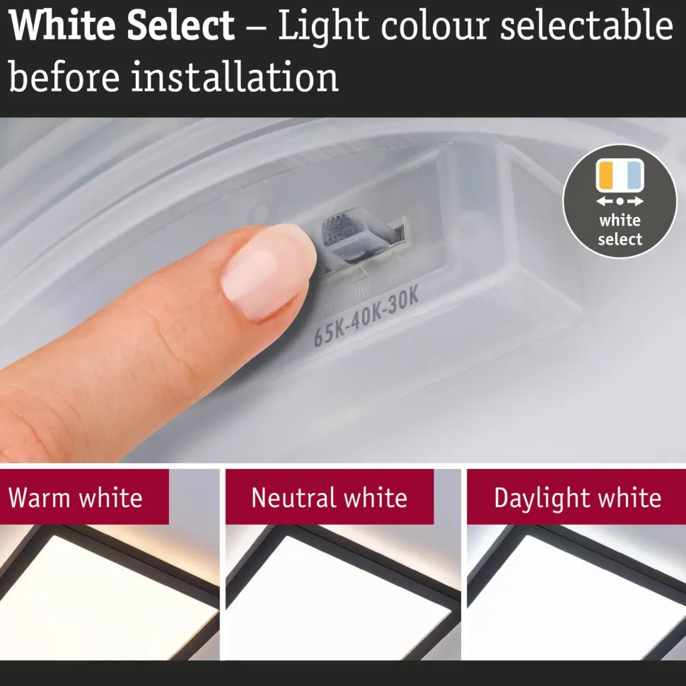 LED-paneeli Paulmann Atria Shine, kulmikas, 190x190mm, IP44, 8W, 1160lm, 3000-6500K, valkoinen