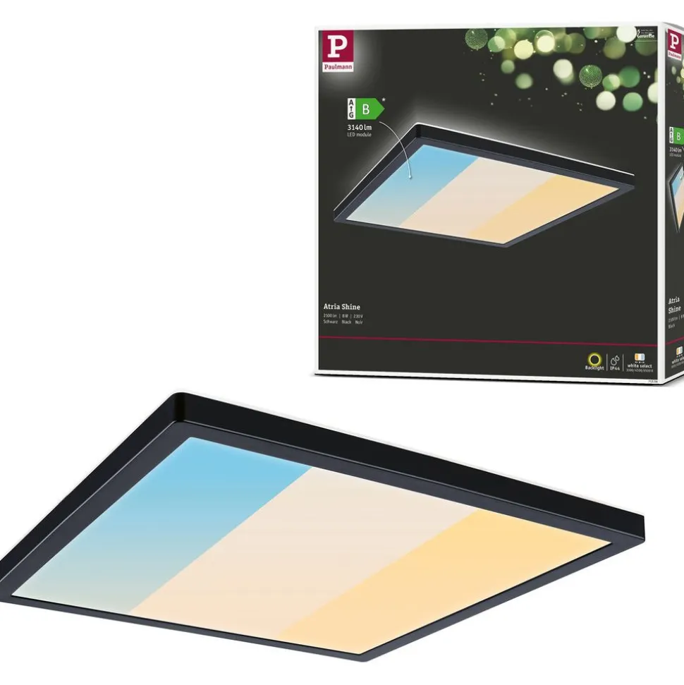 LED-paneeli Paulmann Atria Shine, kulmikas, 190x190mm, IP44, 8W, 1160lm, 3000-6500K, valkoinen