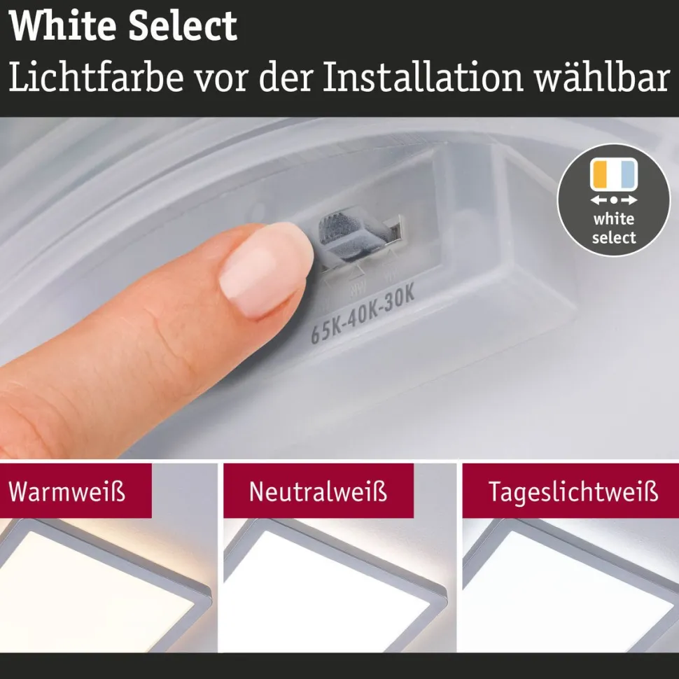 LED-paneeli Paulmann Atria Shine, kulmikas, 190x190mm, IP44, 8W, 1160lm, 3000-6500K, valkoinen