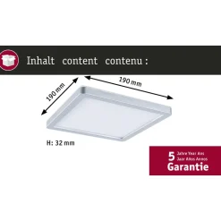 LED-paneeli Paulmann Atria Shine, kulmikas, 190x190mm, IP44, 8W, 1160lm, 3000-6500K, valkoinen