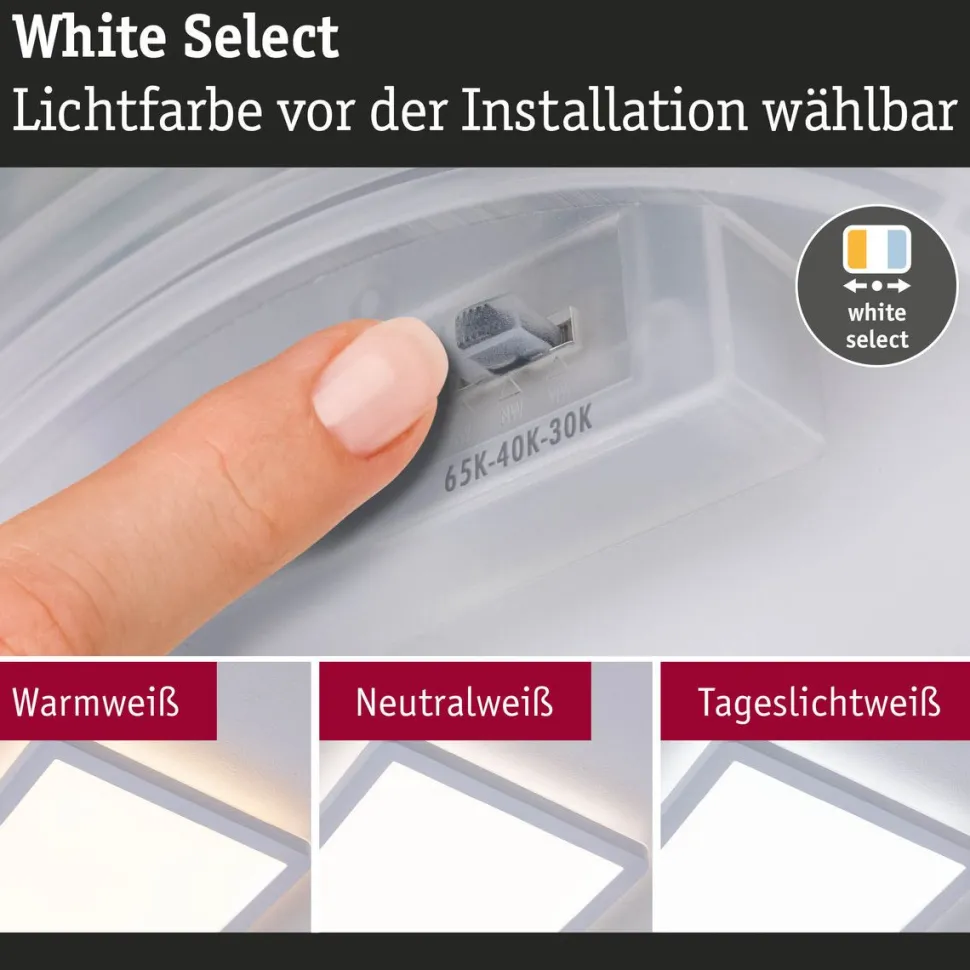 LED-paneeli Paulmann Atria Shine, kulmikas, 190x190mm, IP44, 8W, 1160lm, 3000-6500K, valkoinen