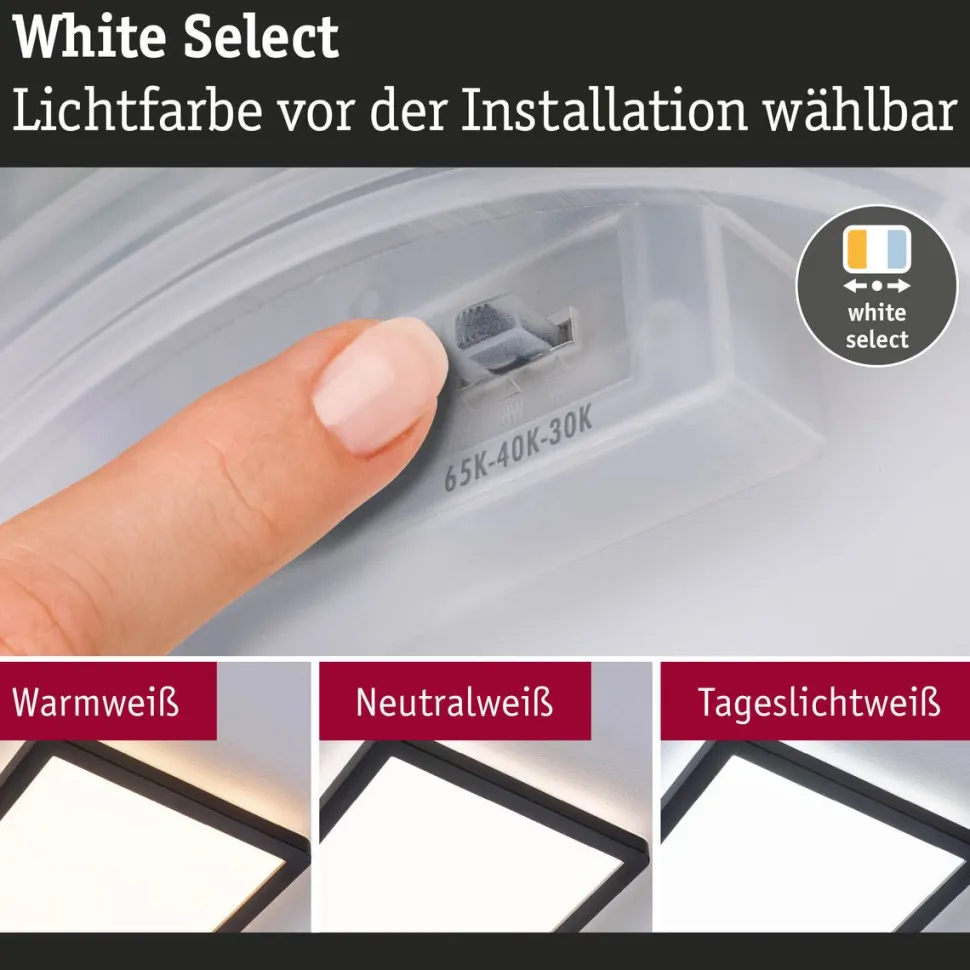 LED-paneeli Paulmann Atria Shine, kulmikas, 190x190mm, IP44, 8W, 1160lm, 3000-6500K, valkoinen