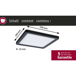 LED-paneeli Paulmann Atria Shine, kulmikas, 190x190mm, IP44, 8W, 1160lm, 3000-6500K, valkoinen