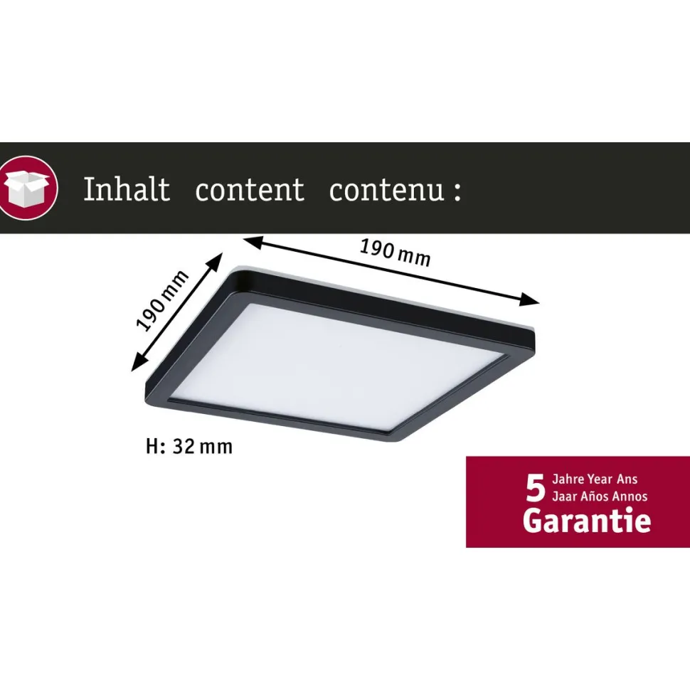 LED-paneeli Paulmann Atria Shine, kulmikas, 190x190mm, IP44, 8W, 1160lm, 3000-6500K, valkoinen