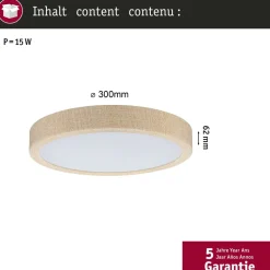 LED-paneeli Paulmann Cosara, IP44, Ø30cm, 15W, 4000K, beige