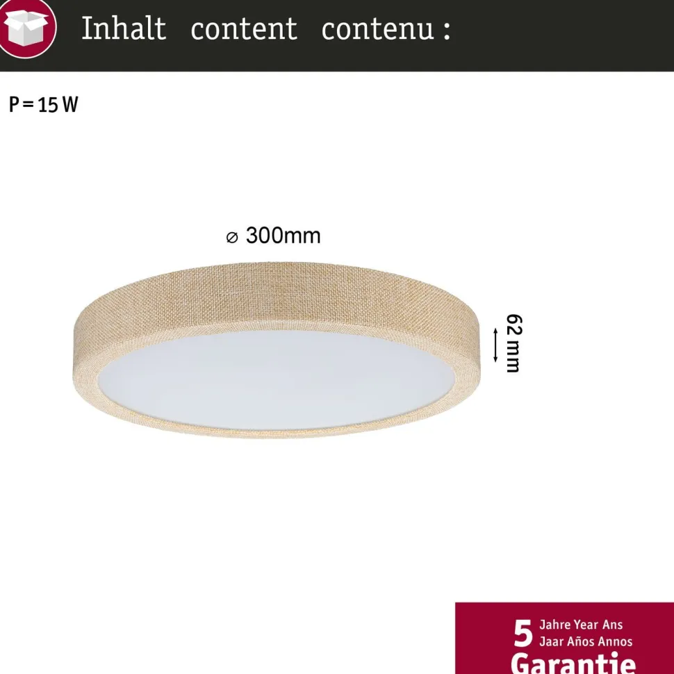 LED-paneeli Paulmann Cosara, IP44, Ø30cm, 15W, 4000K, beige