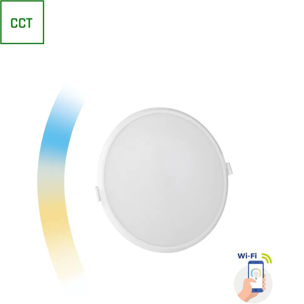 LED-paneeli Spectrum Algine 6W Cct+Dim Wi-Fi Smart pyöreä Ø112mm, upotettava, valkoinen