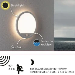 LED-paneeli ulkokäyttöön Paulmann Lamina, IP44, 28cm, 3000K, liiketunnistin, korroosionkestävä, musta