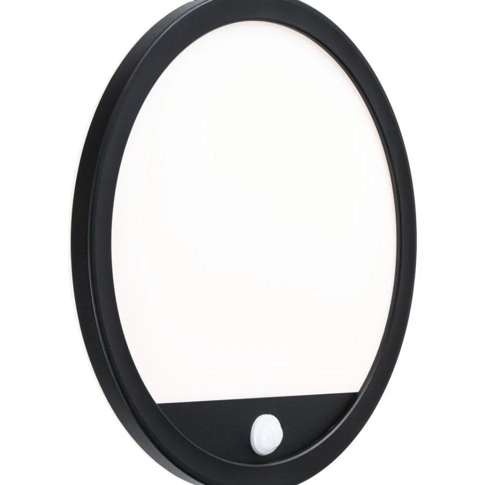 LED-paneeli ulkokäyttöön Paulmann Lamina, IP44, 28cm, 3000K, liiketunnistin, korroosionkestävä, musta