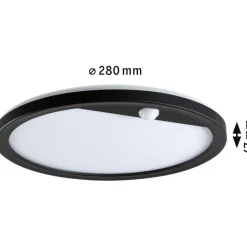 LED-paneeli ulkokäyttöön Paulmann Lamina, IP44, 28cm, 3000K, liiketunnistin, korroosionkestävä, musta