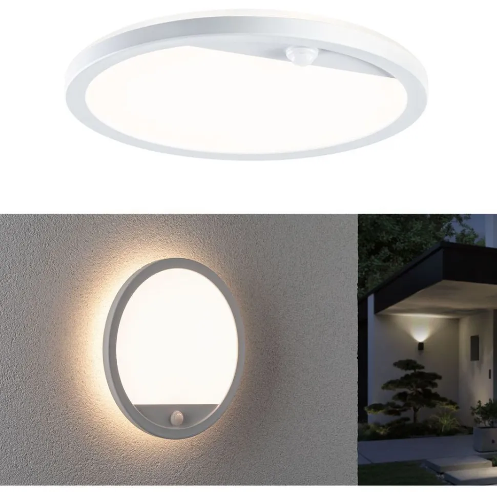 LED-paneeli ulkokäyttöön Paulmann Lamina, IP44, 28cm, 3000K, liiketunnistin, korroosionkestävä, musta