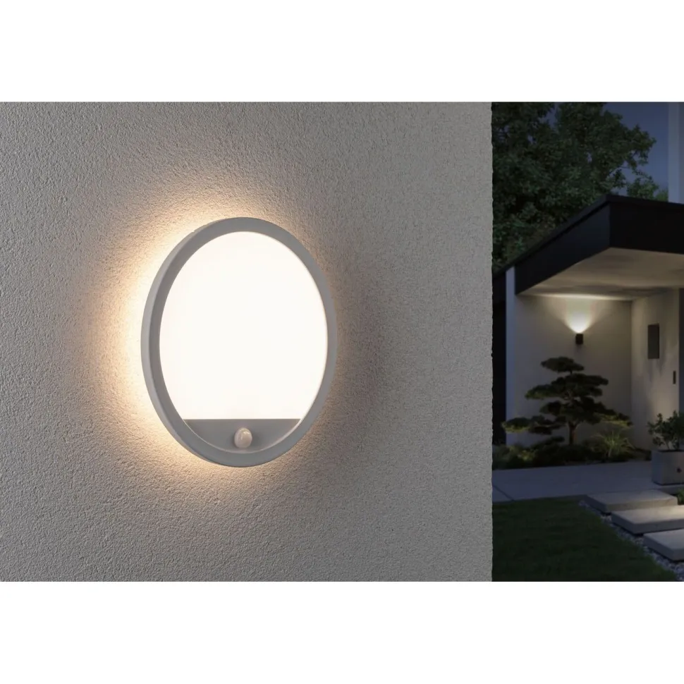 LED-paneeli ulkokäyttöön Paulmann Lamina, IP44, 28cm, 3000K, liiketunnistin, korroosionkestävä, musta