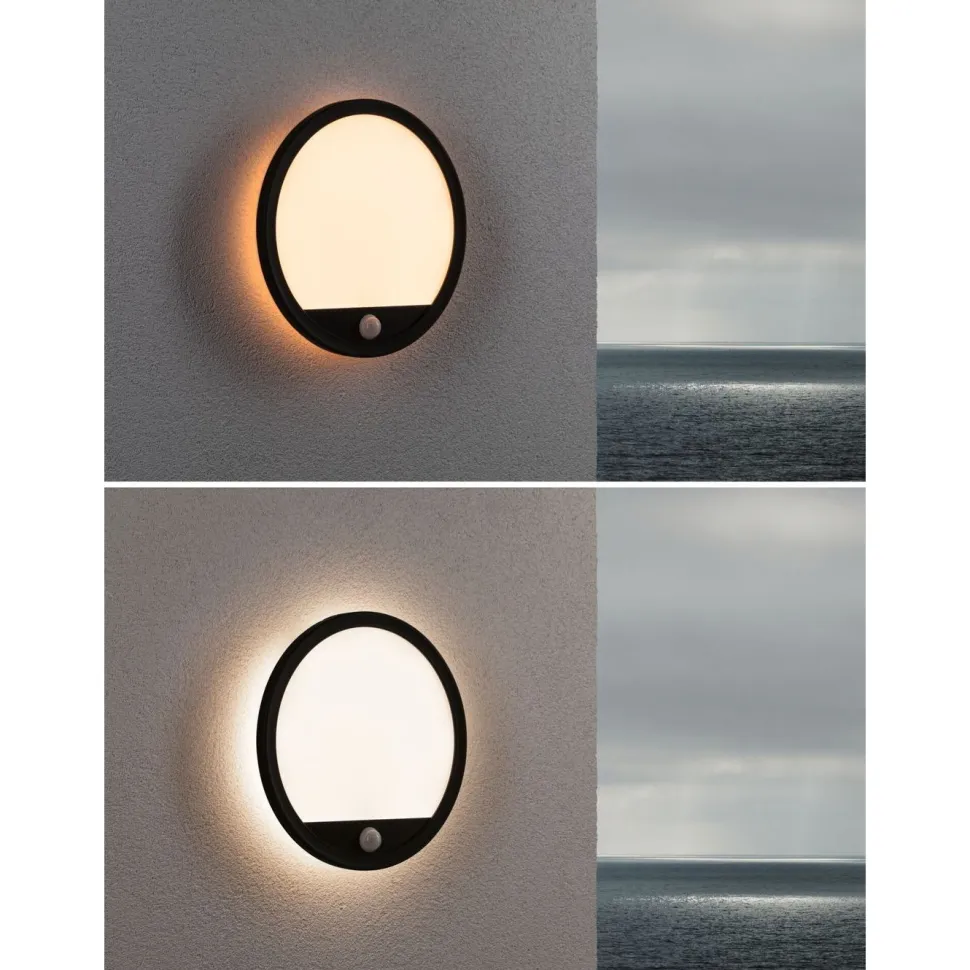 LED-paneeli ulkokäyttöön Paulmann Lamina, IP44, 28cm, liiketunnistin, hämärätunnistin, säädettävä värilämpötila, valkoinen