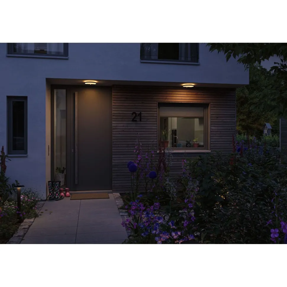 LED-paneeli ulkokäyttöön Paulmann Lamina, IP44, 28cm, liiketunnistin, hämärätunnistin, säädettävä värilämpötila, valkoinen